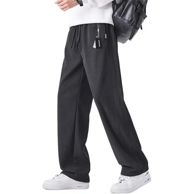 左岸 【超柔软】春秋季灯芯绒裤子男舒适卫裤潮牌直筒裤宽松阔腿裤男生运动长裤垂感休闲裤 男款