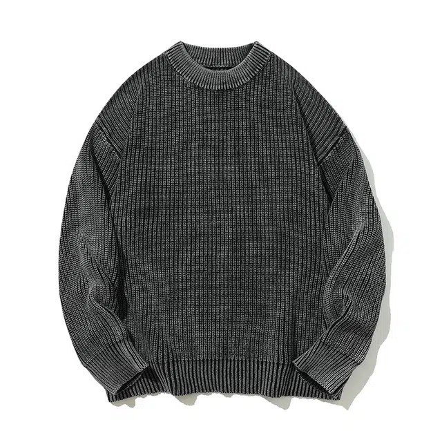 棉基因 纯棉纹理针织毛线衣清新森系肌理感厚实内搭休闲运动氛围感职场通勤极简风女装高街美式亲肤打底衣松弛感青少年学院毛衣 男女同款