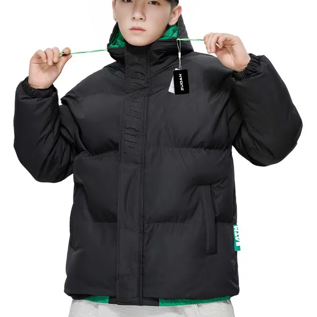 左岸 美式复古秋冬季男休闲百搭时尚潮流假两件外套连帽加厚保暖棉袄高街宽松港风潮牌棉服 男款