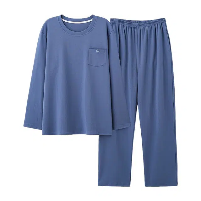 图兰朵 秋冬纯棉抑菌气质舒适慵懒感透气简约宽松时尚家居服睡衣套装 男款