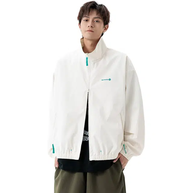 拓菲 美式纯色立领飞行男款秋季宽松百搭潮牌上衣外套夹克 男女同款