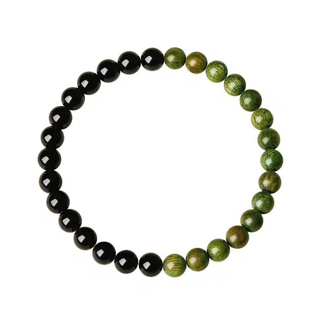 宣华意 五行缺补水木 新中式古风典雅高级小众百搭日常盘文玩佛珠单圈#好运 绿檀 木作手串 男女同款情侣款