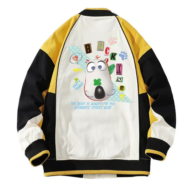 大卫贝肯 美式高街时尚潮流百搭字母印花宽松休闲撞色拼接款居家出行舒适透气夹克 男女同款