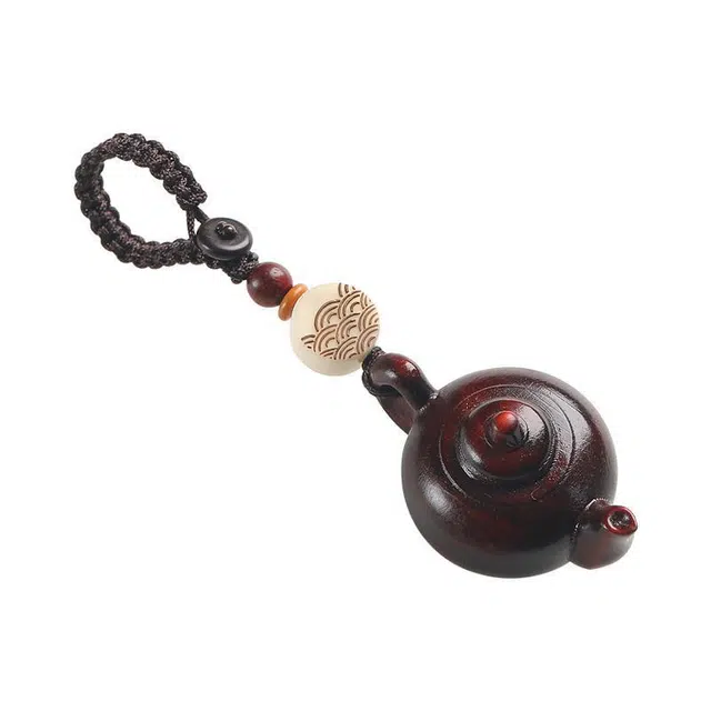 聆听花开 可爱卡通 随身手把件盘玩把把壶复古国潮新中式手工雕刻个性创意 树脂 钥匙扣 男女同款情侣款