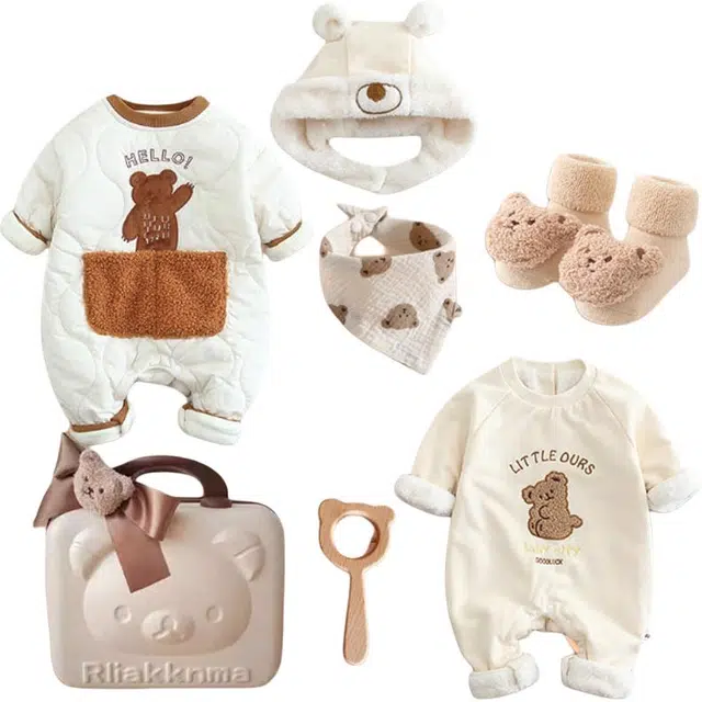米囹婴幼儿礼盒 新生的儿见面婴儿满月可爱卡通礼套装高档衣服舒适保暖百天周岁产妇