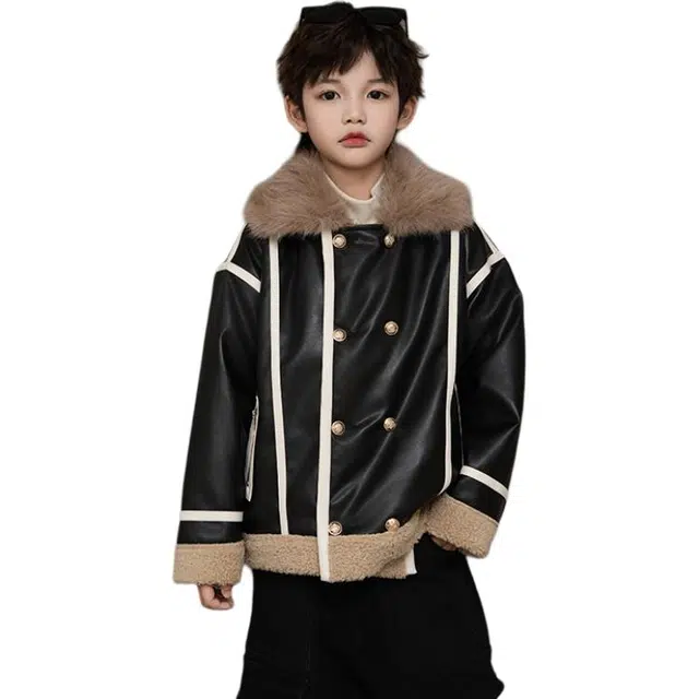 黑恐龙夹克 加绒加厚牛仔 青少年