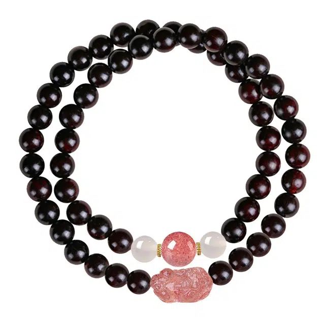 琛宬 【招财进宝串珠】招财纳福吞金兽貔貅旺桃花旺事业财源滚滚新中式国潮好运连连福气满满时尚#好运 血檀 木作手串 女款