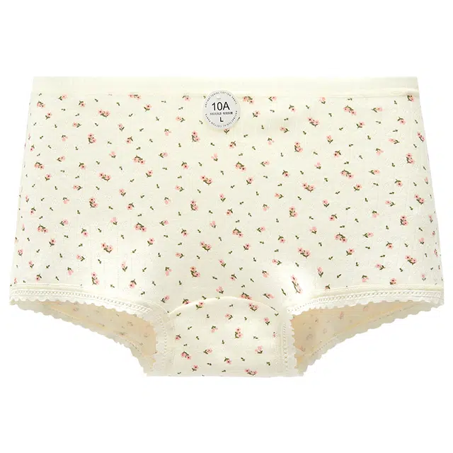 慕梵度 小清新甜美可爱满印舒适抑菌透气亲肤蕾丝花边平角内裤 女款