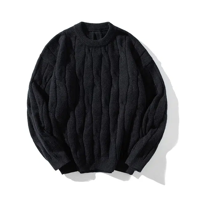 棉基因 扭花粗线麻花毛线衣清新森系肌理感厚实内搭休闲运动氛围感职场通勤极简风女装高街美式亲肤打底衣松弛感青少年学院毛衣 男女同款