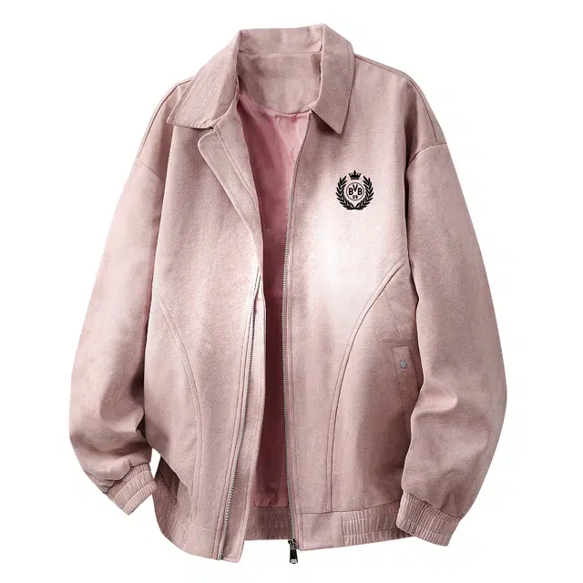 普鲁士多特蒙德 美式复古翻领拉链开衫男秋季高级感潮牌大码宽松痞帅男生外套男款舒适时尚潮流夹克 男女同款