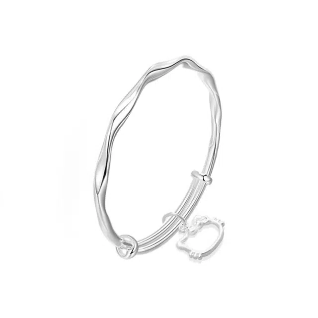 【S999招财转运小猫】 郁馨 莫比乌斯简约缠绕幸福环环相扣新中式百搭森系温柔小众设计 气质高级感素圈约会告白#好运 合金 手镯 女款