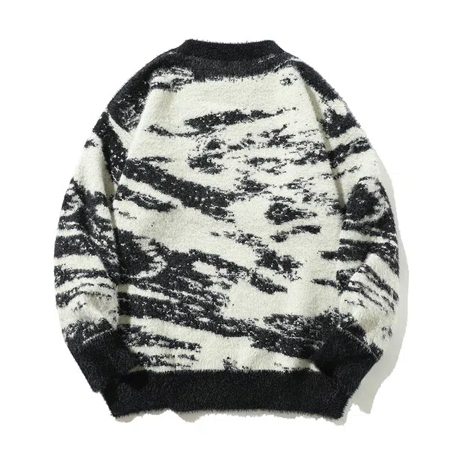 棉基因 斑马纹针织毛线衣清新森系肌理感厚实内搭休闲运动氛围感职场通勤极简风女装高街美式亲肤打底衣松弛感青少年学院毛衣 男女同款