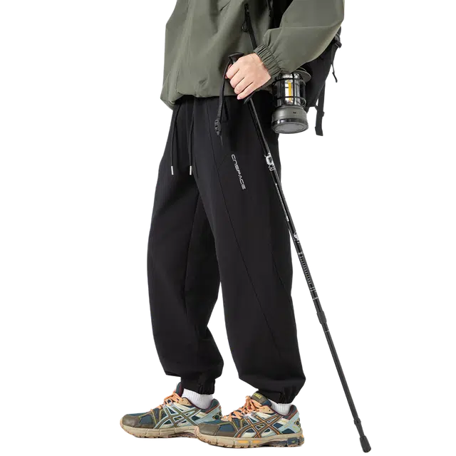 中国航天 美式复古撞色拼接裤脚抽绳垂感速干直筒顺滑轻薄透气柔软舒适宽松百搭通勤弹力显高显瘦痞帅休闲裤 男女同款