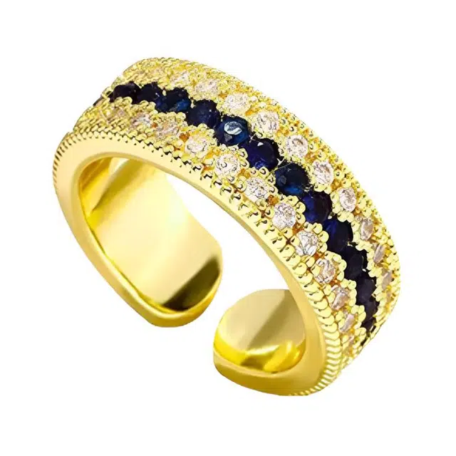 暖瞳 美式王冠满镶开口戒 精致复古奢华闪亮时尚百搭 潮酷嘻哈风高街 铜 戒指 男款