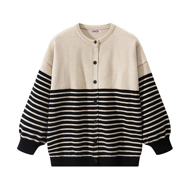 红蜻蜓 百搭休闲合适条纹内搭学院风针织衫上衣 男女同款