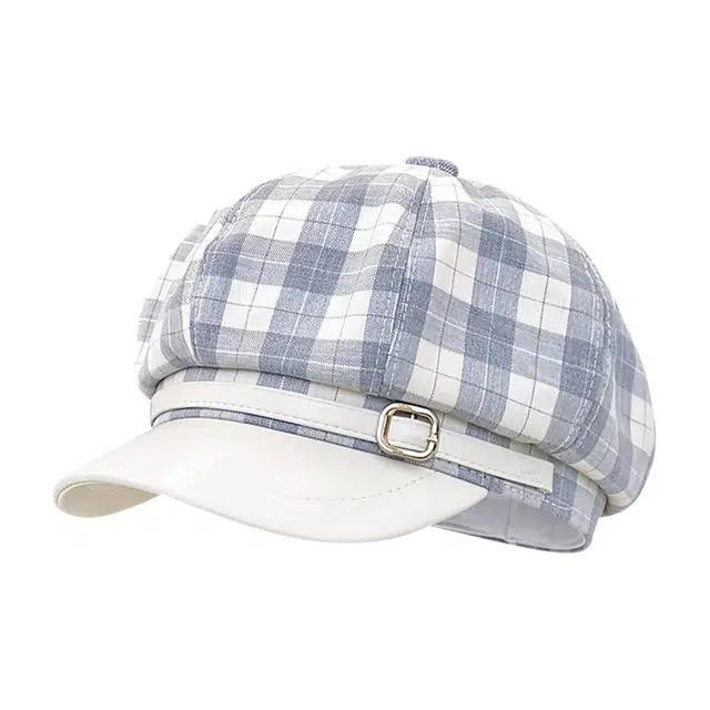 恩僾德 日系复古格子高颜值小众百搭显脸小透气学院风 涤纶 贝雷帽 男女同款情侣款