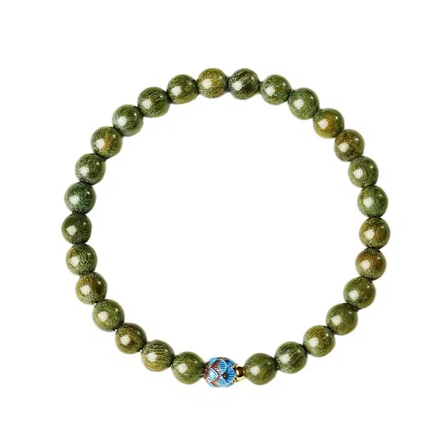 宣华意 【情绪稳定 奶香馥郁】新中式国风高油高密檀香文玩佛珠 轻奢优雅精致高级 老料木质 好运连连 绿檀 木作手串 女款