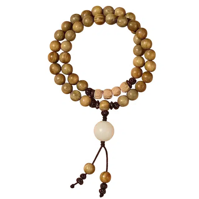 琛宬 【考试考研上岸】招财纳福平安喜乐叠戴转运佛珠诸事顺利事业运爆棚复古民族风文玩盘玩佛珠念珠#好运 绿檀 手串 男女同款情侣款