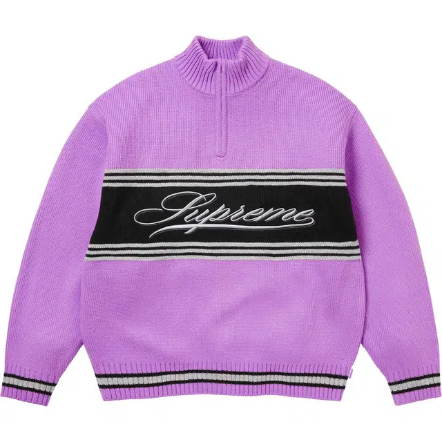 Supreme FW25 Script Stripe Half Zip Sweater