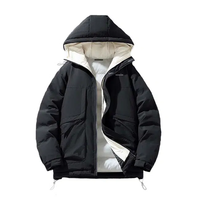 太子龍 美式潮流宽松保暖大口袋棉衣简约潮牌假两件棉袄韩版外套棉服 男女同款