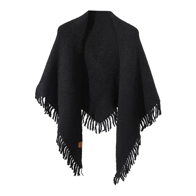 俞兆林 秋冬季时尚百搭流苏三角外搭办公室保暖防寒护颈两用高级感 绵羊毛 披肩 女款
