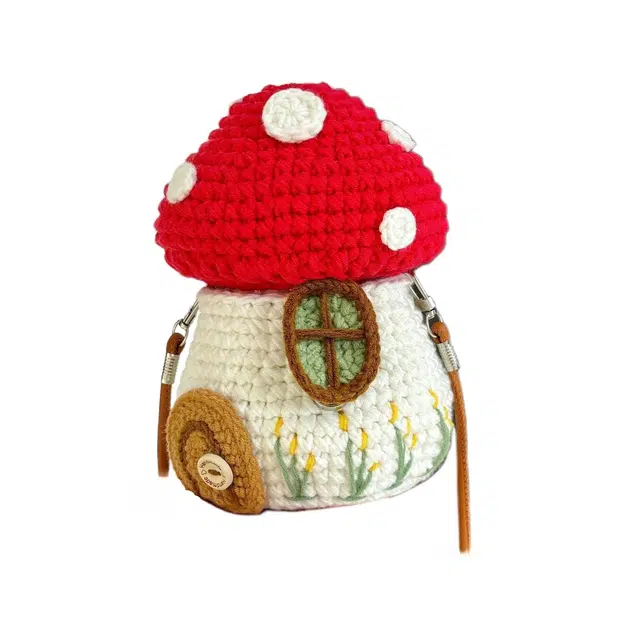纯兔鼠 毛线钩针蘑菇屋包包 其他手工制作
