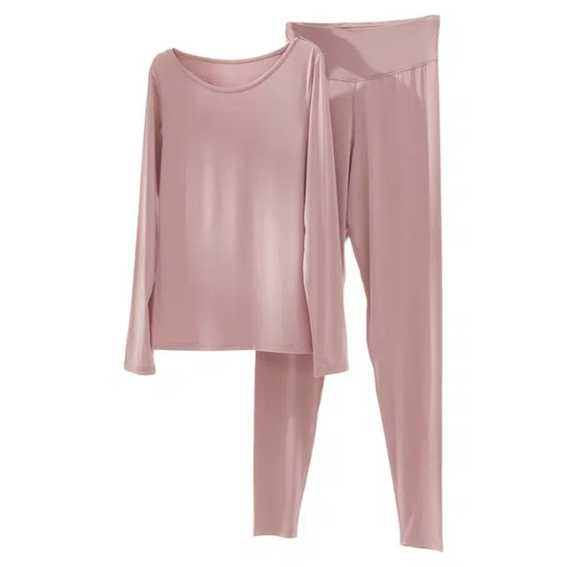 潞优野 高端品质亲肤无痕秋衣秋裤秋冬季百搭修身透气打底内衣保暖套装 女款