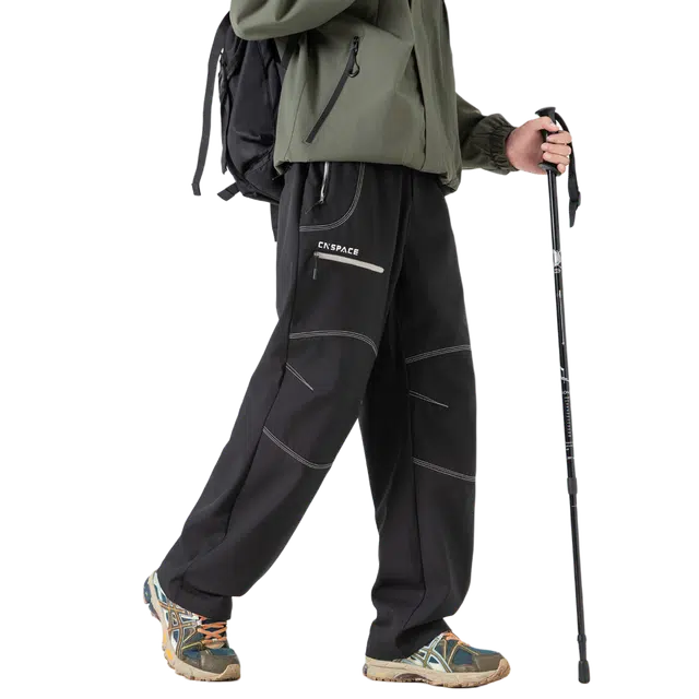 中国航天 户外运动百搭设计感纯色机能风登山露营徒步防风防水美式高街潮牌复古宽松直筒阔腿休闲裤 男女同款