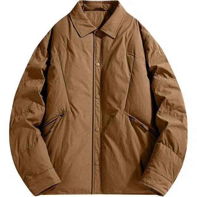 雅鹿 纯色休闲翻领抗皱易打理户外防风防寒保暖必备外套羽绒服 男款