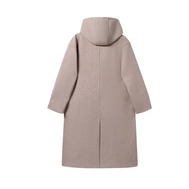 巴塞罗那足球俱乐部 美式复古韩系纯色胸针可拆卸格纹连帽加厚保暖百搭简约宽松休闲中长款高级感外套大衣 男女同款