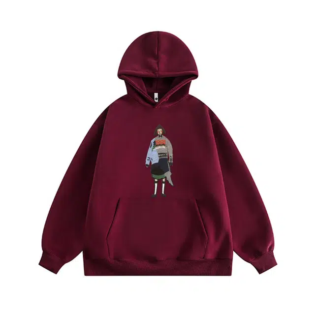 范索米 秋款学院风 创意人物绘图贴街头时尚宽松百搭连帽卫衣情侣 男女同款