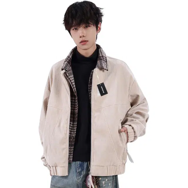 左岸 休闲外套男春秋款宽松大码灯芯绒假两件衬衫领上衣男潮牌夹克 男款