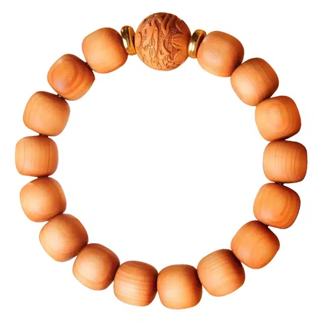 琛宬 【财源滚滚诸事顺遂】平安好运连连吉祥如意转运雕刻珠复古国潮国风新中式文玩佛珠盘玩念珠绕指柔#好运 崖柏 木作手串 男款