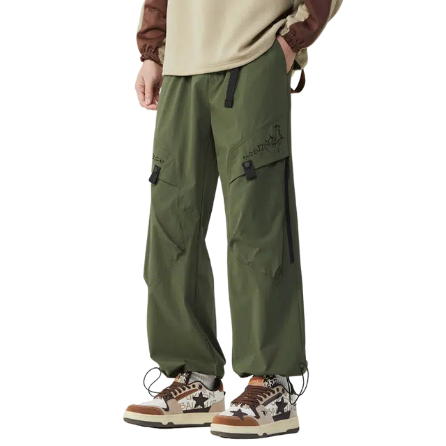 中国航天 美式高街潮牌设计秋季微喇工装中腰显腿长裤子修身百搭复古休闲裤 男女同款