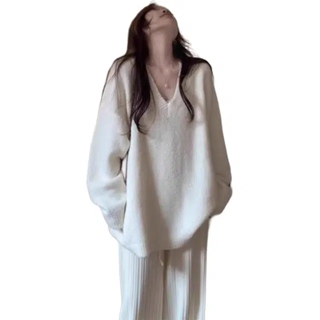 纤丝鸟 简约复古韩系宽松显瘦设计休闲舒适百搭针织衫 女款