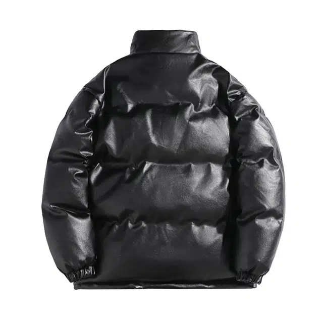 巴塞罗那足球俱乐部 美式复古纯色亮面基础款百搭面包服嘻哈街头格子感耐磨拉链宽松休闲加厚保暖防寒立领皮外套棉服 男女同款