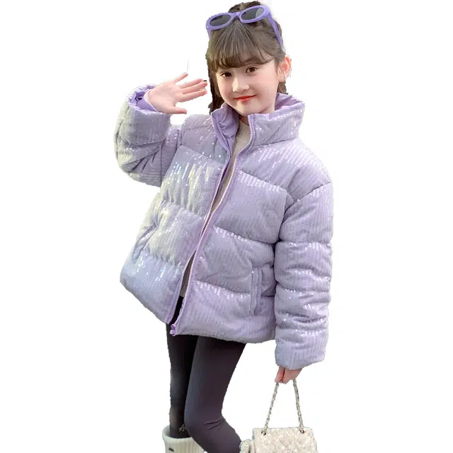 帕兰朵棉衣 女童时髦百搭潮酷保暖棉服冬季洋气中大童女孩棉袄冬装加厚亮片外套潮 青少年