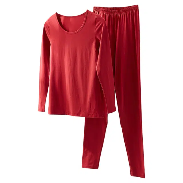 潞优野 高级感莫代尔棉无痕亲肤秋衣秋裤秋冬季百搭纯色结婚棉毛衫本命年保暖套装 女款