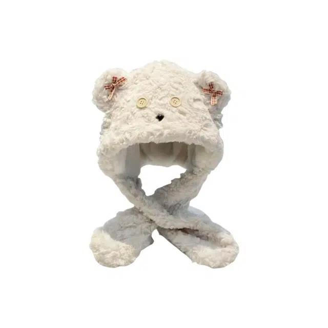 恩僾德 超暖和蝴蝶结可爱甜美小众高颜值卡通保暖百搭显脸小#好运 涤纶 绒线帽 男女同款情侣款