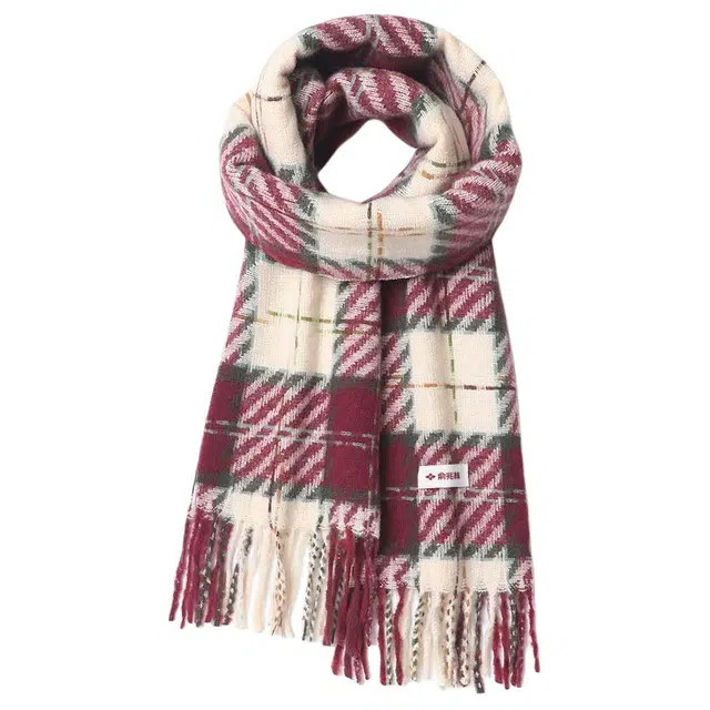 俞兆林 高级感格子百搭韩系氛围感围脖加厚两用 绒线围巾 男女同款情侣款
