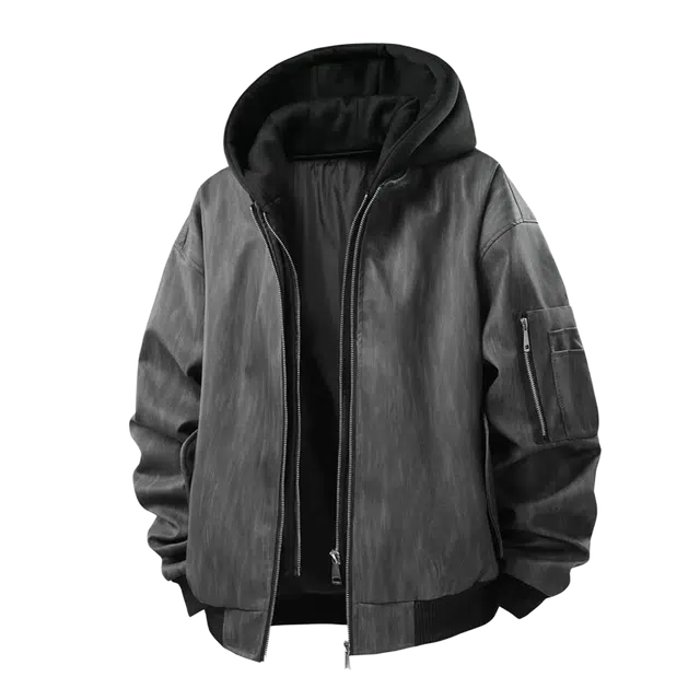 笔杏 原创设计美式复古棒球服潮牌做旧连帽双拉链感工装外套高街小众机能风痞帅夹克 男女同款