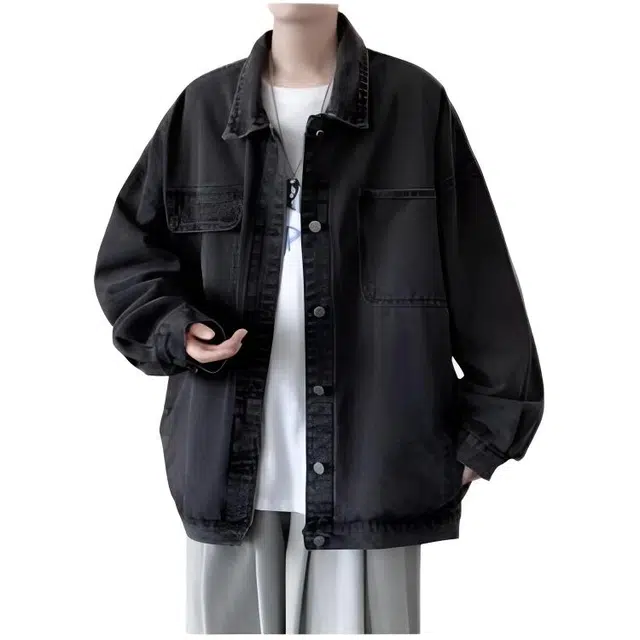 木木兔 潮牌美式高街男生穿搭长袖春秋外穿潮流百搭男士秋冬衣服国潮休闲时尚水洗牛仔外套夹克 男女同款
