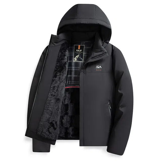 卡丹狄诺 冬季棉服可脱卸帽加绒加厚男士爸爸装防寒棉袄中老年棉衣外套夹克 男款