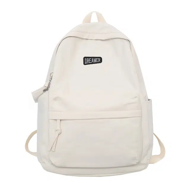 泰格奴 日系潮酷经典时尚百搭高颜值复古学院风初中高中大学生上课 帆布 双肩包 男女同款情侣款 白色/黑色/灰色