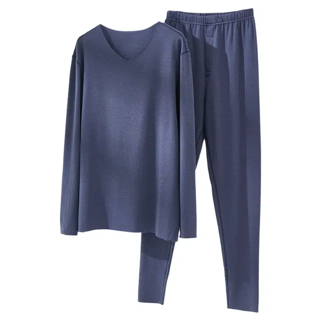 潞优野 高端品质德绒打底内衣加绒加厚秋冬季无痕舒适秋衣秋裤保暖套装 男款