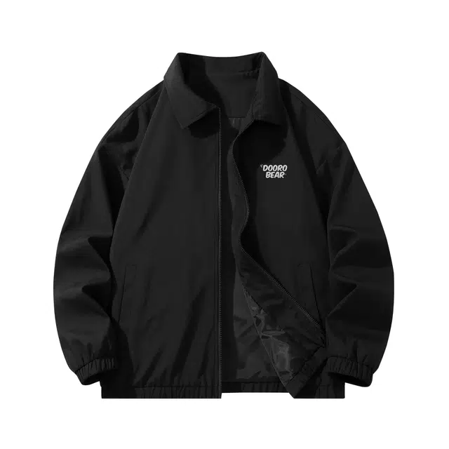 萌芽熊 美式高街系列通勤教练外套翻领复古字母印花宽松简约休闲运动上衣情侣百搭个性学院风户外潮流开衫夹克 男女同款