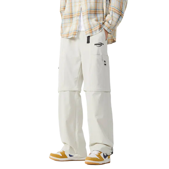 中国航天 美式复古撞色条纹拼接潮流百搭阔腿裤嘻哈街头舒适亲肤透气卫裤日常通勤宽松运动垂感休闲裤 男女同款