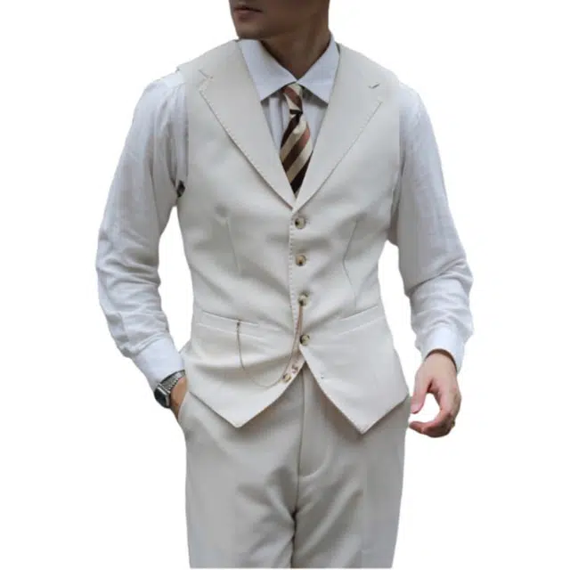 大格子与黑猫 意式复古浪漫优雅结婚婚礼新郎英伦雅痞绅士老钱风修身西装领马甲 男款