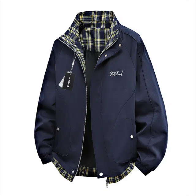 左岸 美式复古高街潮流百搭设计感撞色拼接格子假两件拉链开衫翻领上衣宽松休闲舒适防风底特律外套夹克 男款