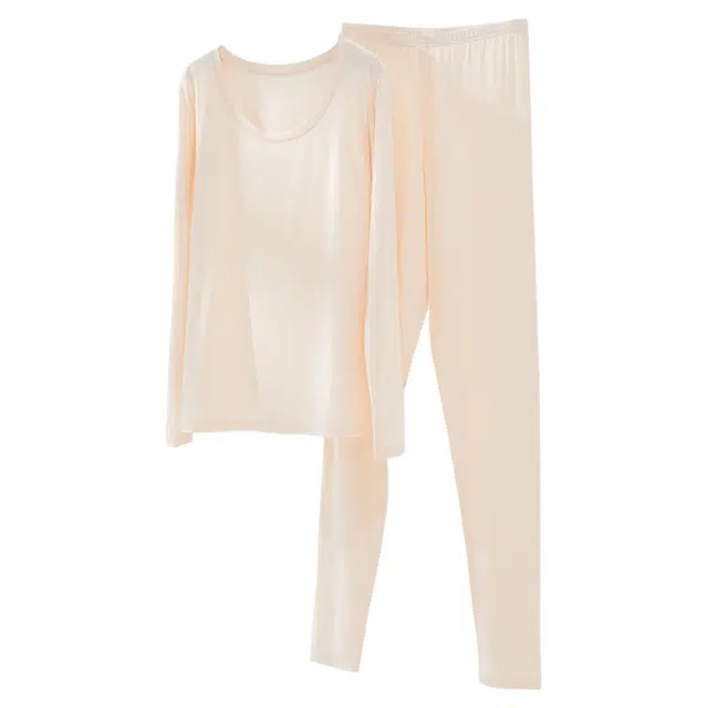 潞优野 高端品质莫代尔桑蚕丝亲肤无痕秋衣秋裤秋冬季贴身内穿打底内衣保暖套装 女款